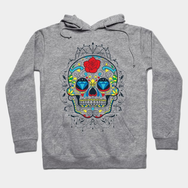 Funny Colorful Skull Hoodie by positivedesigners